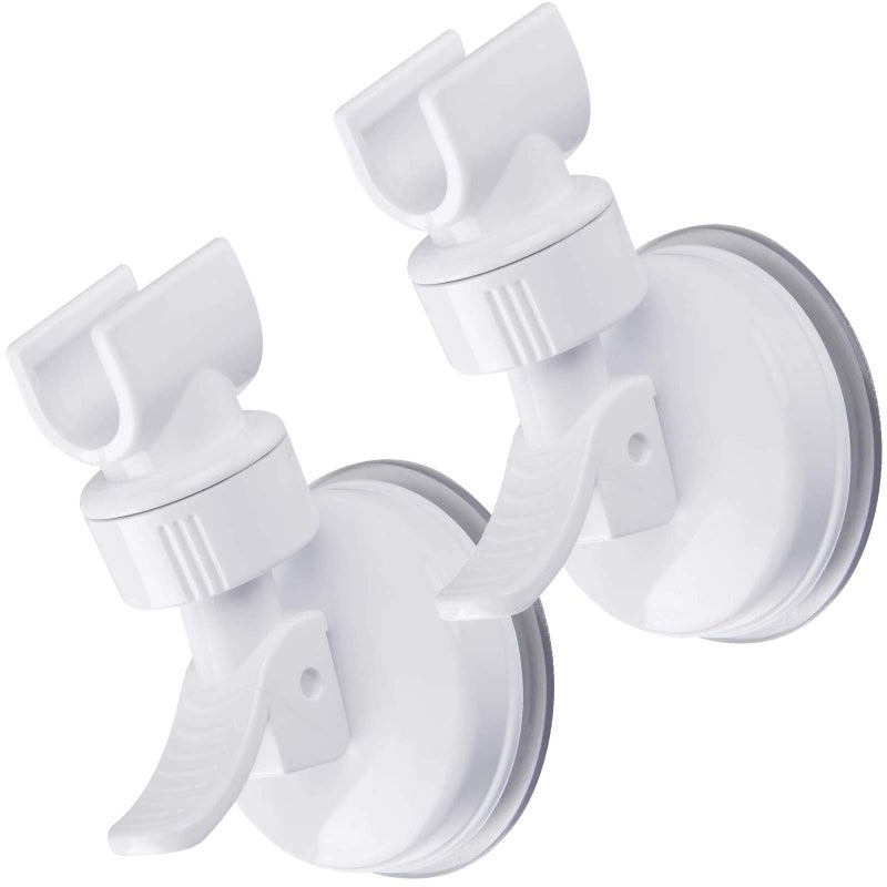 OUO Adjustable Shower Head Holder, Bathroom Suction Cup Handheld Shower Head Bracket, Removable Handheld Showerhead & Wall Mounted Suction Bracket (2pcs White) - Image 1